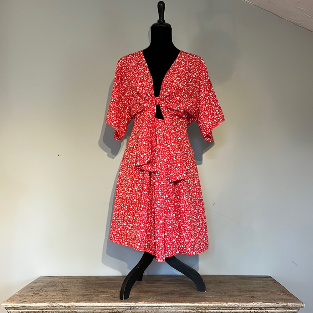 Showpo red dress with white florals